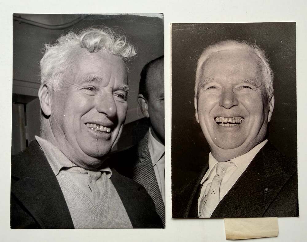 2 Vintage Charlie Chaplin Type 1 Photographs, The Kid, Gold Rush, City Lights